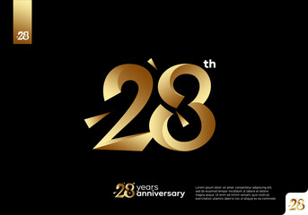 Number 28 gold logo icon design, 28th birthday logo number, 28th anniversary.