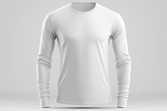 A Stunning Blank White Long Sleeve T Shirt Mockup Template On White Background