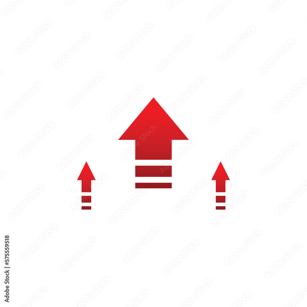 Poster red arrows up. direction pointer shape