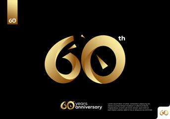 Number 60 gold logo icon design, 60th birthday logo number, 60th anniversary. © Artsetya