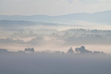 Sunrise and Fog at Umbria, Italy