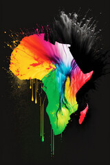 multicolored map of africa on a black background