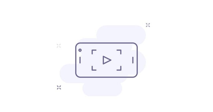 play button animated outline icon on white. play button on smartphone 4k video line illustration motion design for web, mobile and ui design.