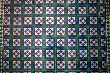 Traditional tile pattern of azulejo in Lisbon, Portugal