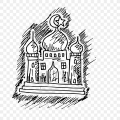 mosque icon and logo, sketch illustration