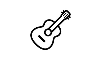 Naklejka premium guitar vector icon outline style string instrument black on white background eps8