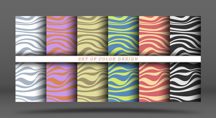 A set of colored background of sinuous lines. Layouts of decorations, textures, backgrounds, covers, brochures, posters and creative ideas of individual and corporate interior style