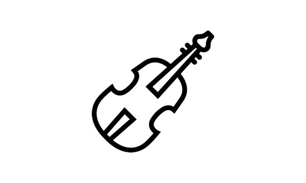 violin vector icon outline style string instrument black on white background eps8