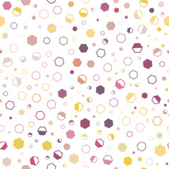 Seamless pattern of multicolored hexagons. Template for textures, textiles, wallpapers, banners, invitations and simple backgrounds. Layout for cover, poster, postcard, interior and decorative art