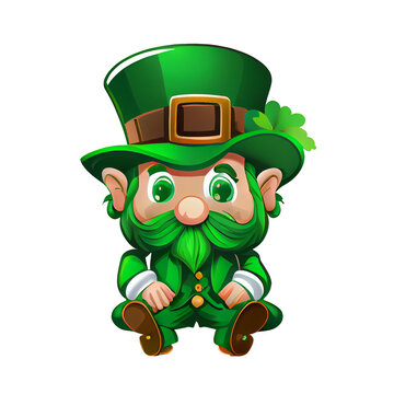 recommend clip art: Cute Leprechaun Saint Patricks day irish cartoon and four leaf clover for St. Patrick's Day