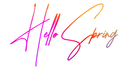 Hello Spring lettering phrase on blank background. Modern calligraphy inspirational quote. Vector illustration. 