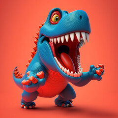 Fototapeta Pozytywny dinozaur, zabawka 3d, Positive dinosaur, 3d toy - AI Generated obraz