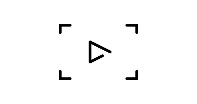 play button animated outline icon on white background. play button 4k video animation for web, mobile and ui design