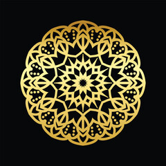 Luxury ornamental mandala design background in gold color vector