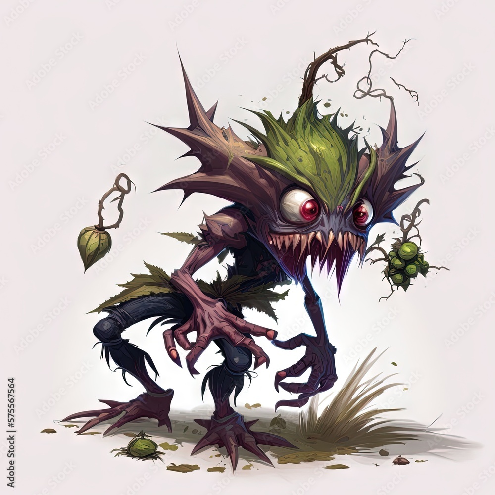 Wall mural fantasy rpg blackberry goblin illustration, created with generative ai