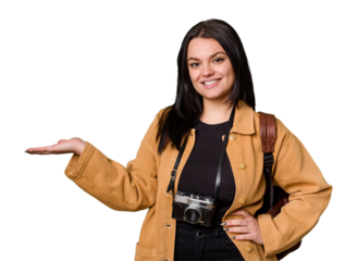 Young caucasian traveler woman with a backpack isolated covering ears with hands.