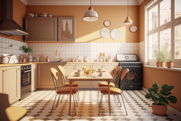 Obraz na płótnie Canvas Modern classic kitchen interior design, super photo realistic background, generative ai
