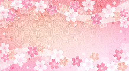 青海波柄の桜の花の背景
