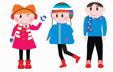 Illustration Children in winter clothes