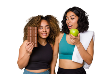 Two sporty friends strive for balance between their healthy eating and indulgent desires.