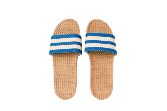 Blue beach sandals isolated on white background.