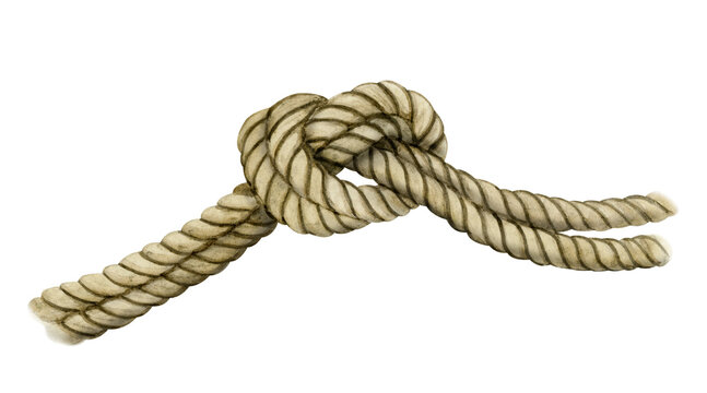 Watercolor nautical rope knot illustration isolated on white. Drawing for adventures, marine, sea or pirate designs