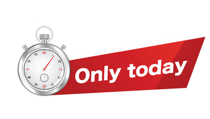 Fototapeta na wymiar Red time advertising banner only today