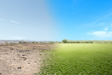 The difference between drought ground and fertile soil