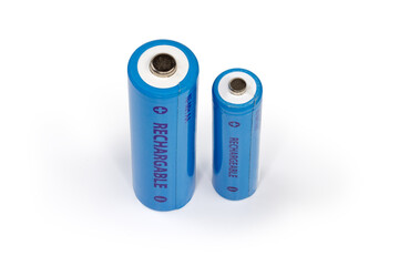 Rechargeable batteries different sizes with type and size designation