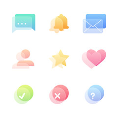 Glasmorphism Icons Set For Business. Icons For Interface.