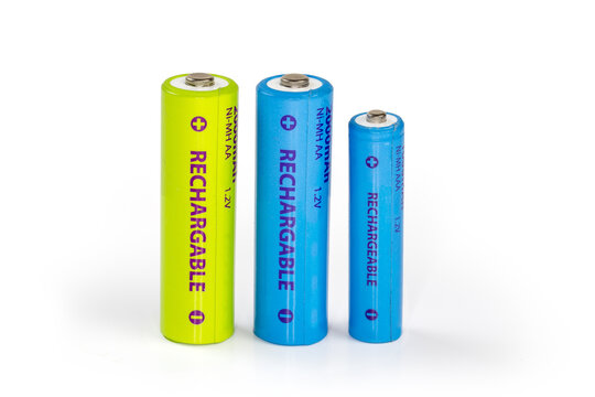 Rechargeable batteries different sizes with type and other parameters designation