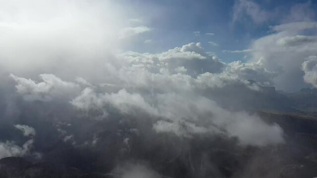 Aerial video of Monte Re Gosla in the Italian Dolomites (Passo Gio)