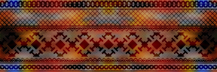 Seamless border, ethnic background, vector banner