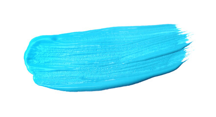 Smear of turquoise paint on white background