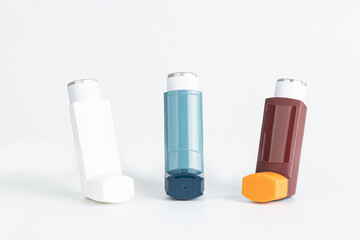 Ashtma inhaler isolated on white background.