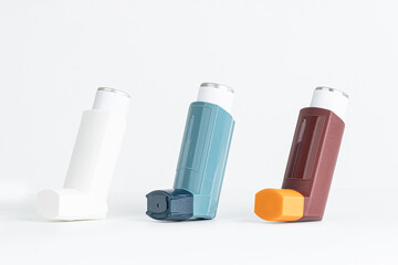 Ashtma inhaler isolated on white background.