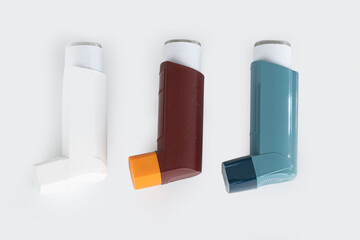 Ashtma inhaler isolated on white background.