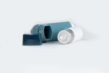 Ashtma inhaler isolated on white background.
