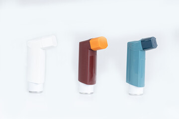 Ashtma inhaler isolated on white background.