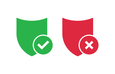 Green and red shield with checkmark and cross icon
