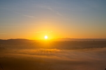 Fototapeta premium Sunrise and Fog at Umbria, Italy