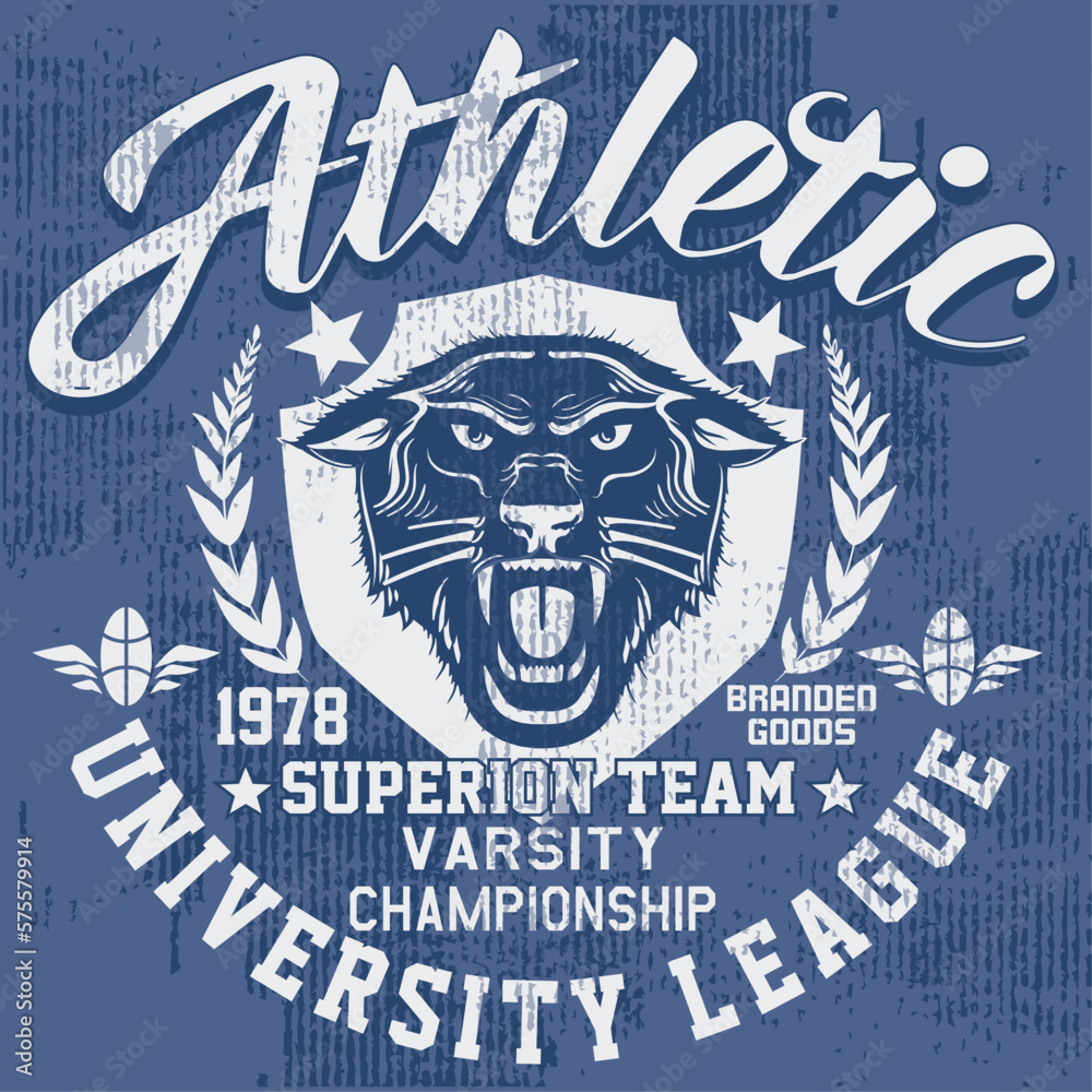 Sticker Varsity,t-shirt graphics.Roaring panther.