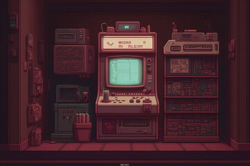 vintage style arcade game. AI Generated