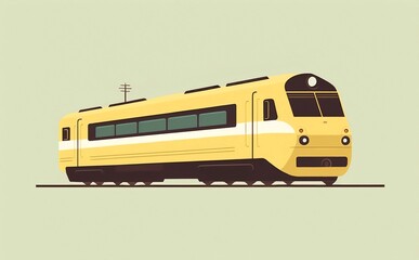 Yellow train flat colorful illustration. Generative AI technology.