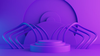 futuristic pedestal podium in purple color. 3d render