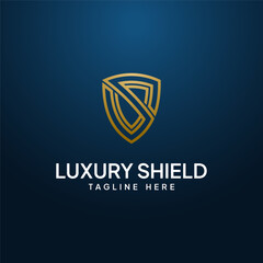 Luxury Letter S Logo, Line Art Style Shield.