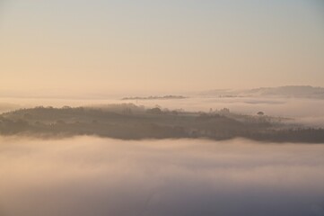 Fototapeta premium Sunrise and Fog at Umbria, Italy