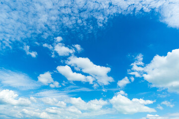 Naklejka na ściany i meble cumulus clouds on blue sky, springtime cloudscape
