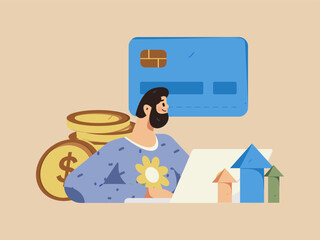 Internet finance and wealth management investment flat vector concept operation hand drawn illustration
