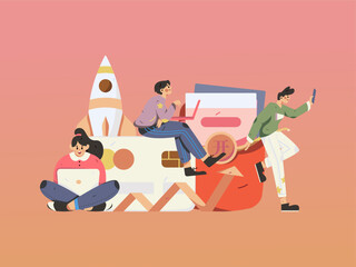 Internet finance and wealth management investment flat vector concept operation hand drawn illustration
